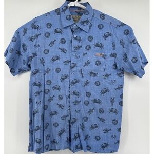Salt Life Short Sleeve Button Down Sea‎ Life Blue Men's Size Medium